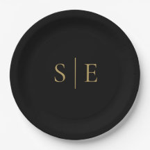 Elegant zwart en goud monogram minimalistisch