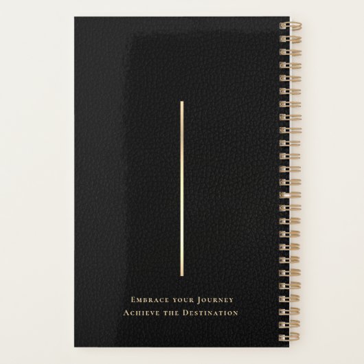 Elegant zwart en goud monogram niet gedateerd planner (Achterkant)