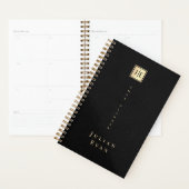 Elegant zwart en goud monogram niet gedateerd planner (Display)