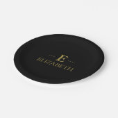 Elegant zwart en goud monogram papier Bord (Gekanteld)