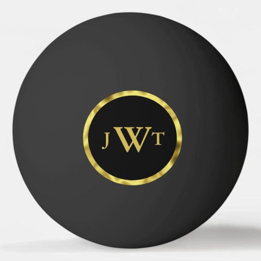 Elegant Zwart en Goud Monogram Tekst Sjabloon Pingpongbal (Voorkant)