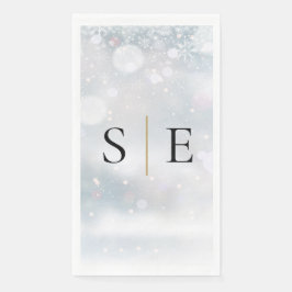 Elegant zwart en goud monogram winter servet