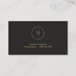 Elegant Zwart en Goud Monogram Zakelijk Visitekaar Visitekaartje