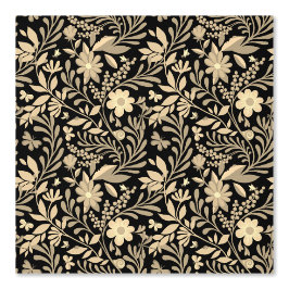 Elegant zwart en goud naadloos bloemmotief behang