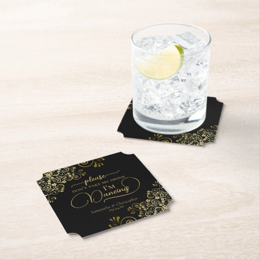 Elegant zwart en goud neem mijn Drink bruiloft nie Kartonnen Onderzetters (Insitu)