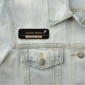 Elegant zwart en goud notaris openbare Quill icoon Naamplaatje (In situ)