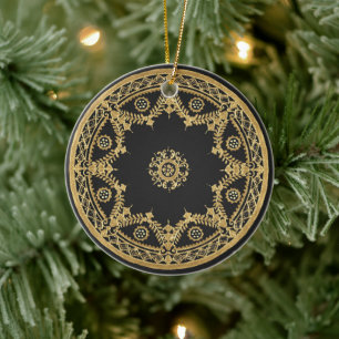 Elegant zwart en goud ontwerp keramisch ornament