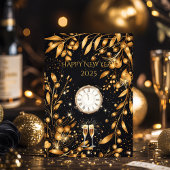 Elegant zwart en goud oud en nieuw-feest kaart