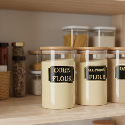 Elegant  zwart en goud pantry label