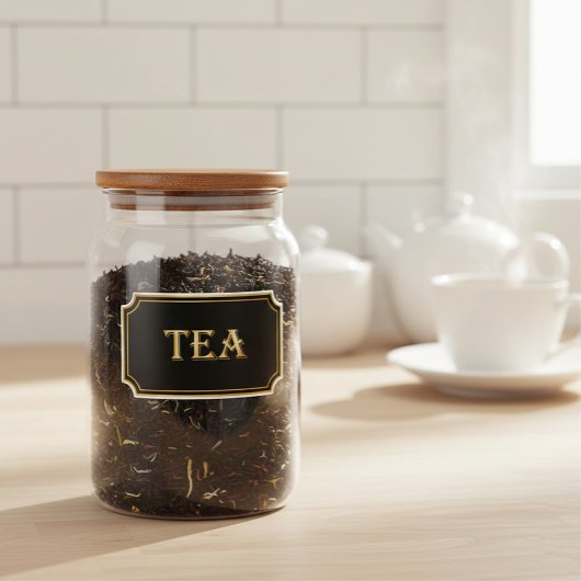 Elegant  zwart en goud pantry label