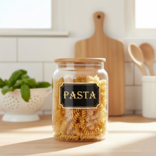Elegant  zwart en goud pantry label