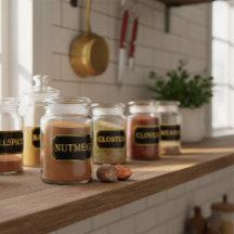 Elegant  zwart en goud pantry label