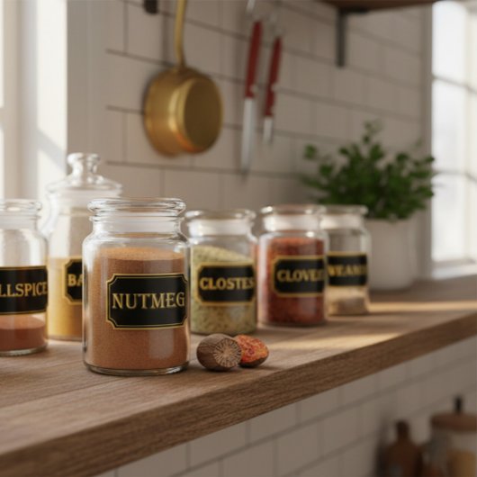 Elegant  zwart en goud pantry label