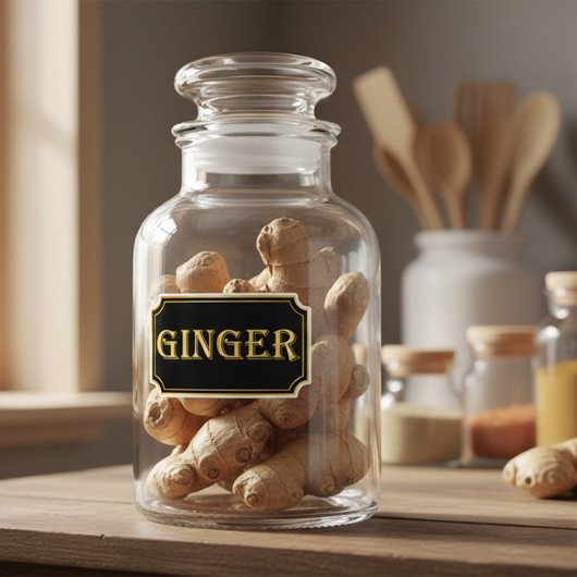 Elegant zwart en goud pantry label