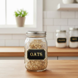 Elegant zwart en goud pantry label