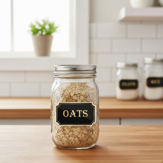 Elegant zwart en goud pantry label