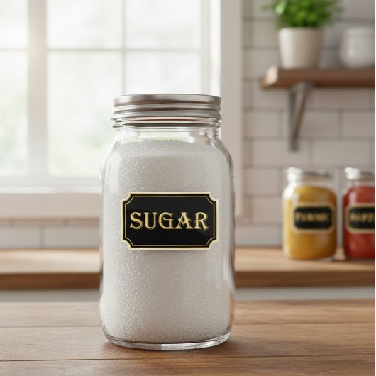 Elegant  zwart en goud pantry label