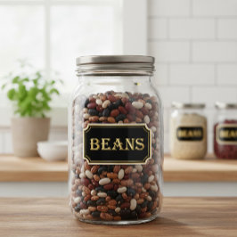 Elegant zwart en goud pantry label