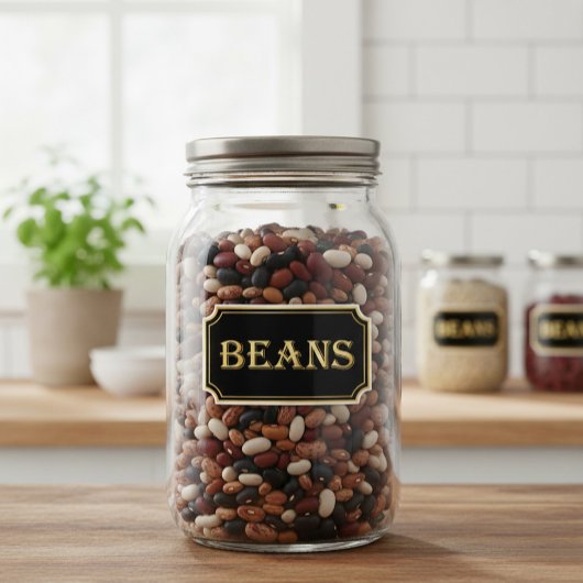 Elegant  zwart en goud pantry label