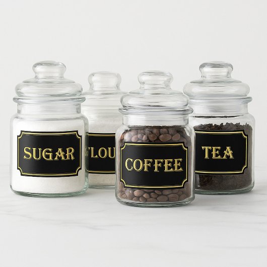 Elegant  zwart en goud pantry label
