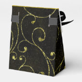 Elegant Zwart en Goud Patroon Favor Box Bedankdoosjes (Achterkant)