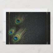 Elegant Zwart en Goud Peacock Bruiloft Kaart (Achterkant)
