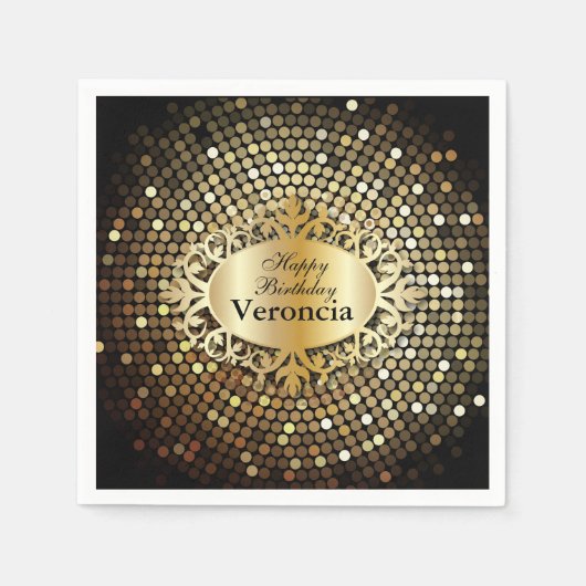 Elegant zwart en goud personaliseren servet (Voorkant)