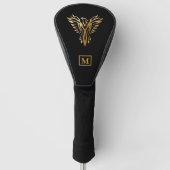 Elegant zwart en goud Phoenix Rising Monogram Golfheadcover (Voorkant)