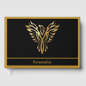 Elegant zwart en goud Phoenix Rising Symbool Gastenboek (Voorkant)