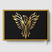 Elegant zwart en goud Phoenix Rising Symbool Gastenboek (Achterkant)