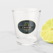 Elegant Zwart en Goud Plaid Gepersonaliseerd Shot Glas (Voorkant)