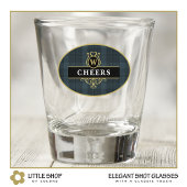 Elegant Zwart en Goud Plaid Gepersonaliseerd Shot Glas