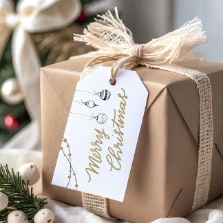 Elegant Zwart en Goud Prettig Kerstfeest Cadeaulabel