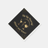 Elegant Zwart en Goud Proost Huwelijksrepetitie Servet (Hoek)