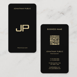 Elegant zwart en goud QR Code Luxe Premium Pearl Visitekaartje