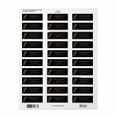 Elegant zwart en goud retouradres etiket (Full Sheet)