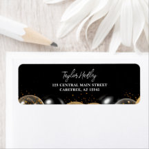 Elegant zwart en goud retouradreslabel