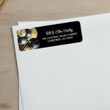 Elegant zwart en goud retouradreslabel
