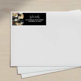 Elegant zwart en goud retouradreslabel etiket