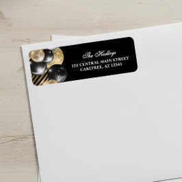 Elegant zwart en goud retouradreslabel etiket