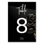 Elegant Zwart en Goud Roos Tafelnummer (Achterkant)