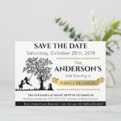 Elegant Zwart en Goud Save the Date Familiereünie Kaart (Staand voorkant)