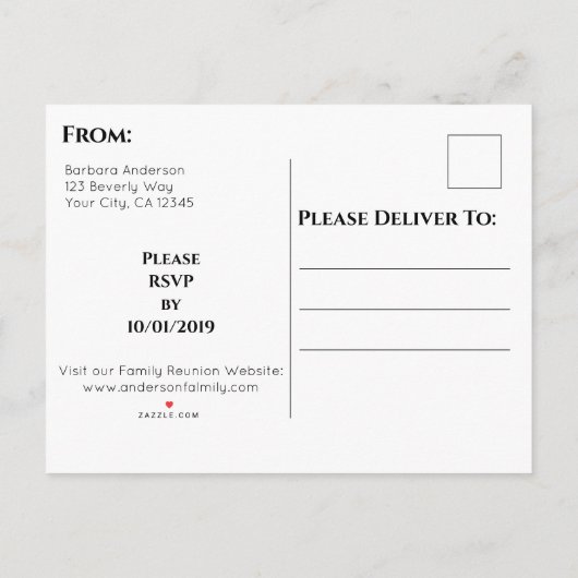 Elegant Zwart en Goud Save the Date Familiereünie Uitnodiging Briefkaart (Achterkant)