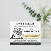 Elegant Zwart en Goud Save the Date Familiereünie Uitnodiging Briefkaart (Staand voorkant)