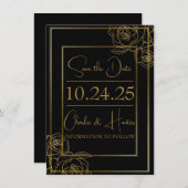 Elegant zwart en goud Save the Date Kaart (Voorkant / Achterkant)