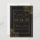 Elegant zwart en goud Save the Date Kaart (Voorkant)