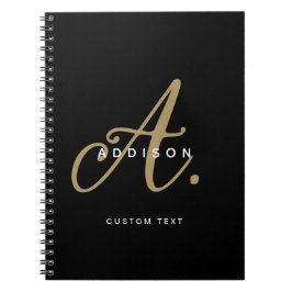 Elegant zwart en goud schrift monogram notitieboek