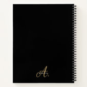 Elegant zwart en goud schrift monogram notitieboek (Achterkant)
