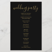 Elegant zwart en goud schrift trouwprogramma (Achterkant)