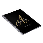 Elegant zwart en goud schrijf monogram notitieboek (Rechterzijde)